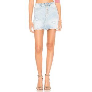Free People Denim‎ A-Line Light Wash Skirt Size 25 Revolve Distress Button Front